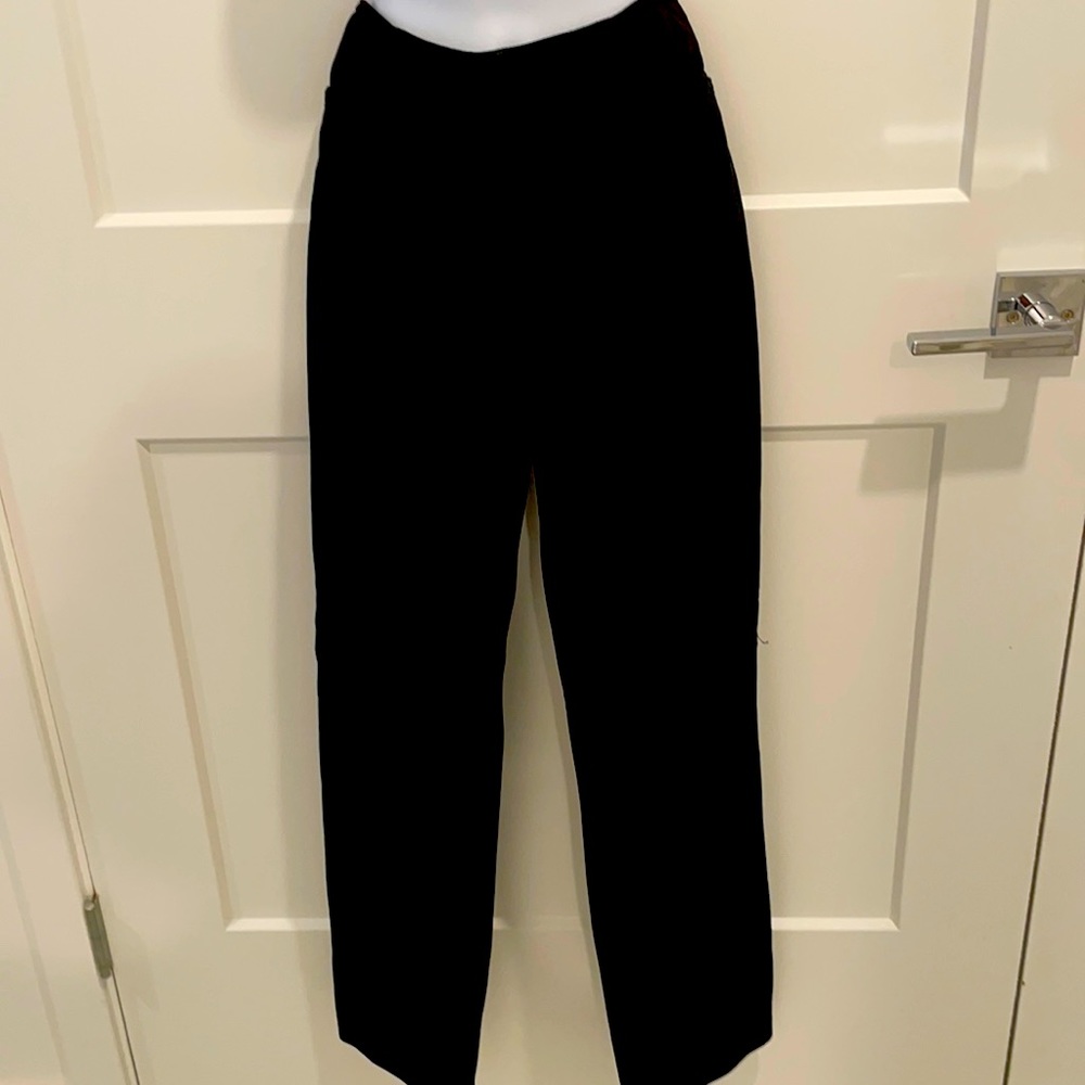 Black suede front nylon/spandex back pants size 6